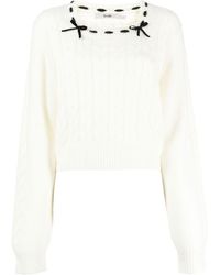 B+ AB - Bow-detail Cable-knit Jumper - Lyst