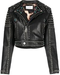 Philipp Plein - Studded Leather Biker Jacket - Lyst