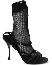 Dolce & Gabbana - Mesh-Overlay Buckle-Fastening Heeled Sandals - Lyst