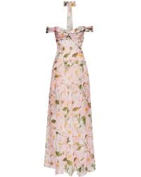 Oscar de la Renta - Painted Poppies-print Silk Gown - Lyst