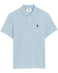 Ami Paris - Embroidered Organic Cotton Polo Shirt - Lyst