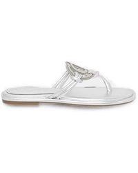 Guess - Crystal-Embellished Logo-Plaque Flip-Flops - Lyst