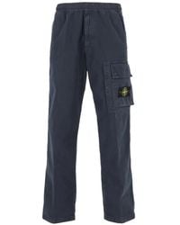 Stone Island - 3100036 Stretch Organic Broken Twill Cotton 'Old' Effect Loose-Fit Joggers With Drawstring Cuffs - Lyst