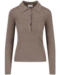 P.A.R.O.S.H. - Ribbed Knit Long Sleeve Polo Top - Lyst
