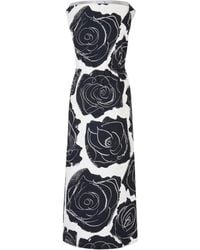 Marni - Rose-Print Midi Dress - Lyst