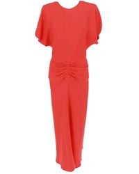 Victoria Beckham - Bela Gathered-Waist Midi Dress - Lyst