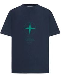 Stone Island - Short-Sleeved T-Shirt With Ribbed Neckline - Lyst