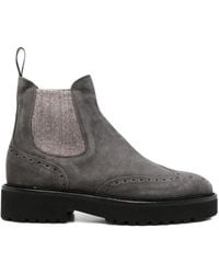 Doucal's - Brogue-Detail Suede Ankle Boots - Lyst