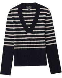 A.P.C. - Striped Ribbed-knit Jumper - Lyst