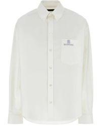 Balenciaga - Logo-embroidered Poplin Shirt - Lyst