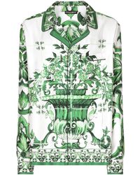 Dolce & Gabbana - Majolica-print Silk-twill Shirt - Lyst