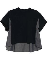 Sacai - Exposed-Seam Cotton T-Shirt - Lyst