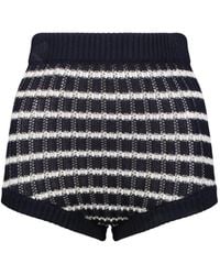 RED Valentino - Striped Pointelle-Knit Shorts - Lyst