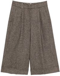 Peserico - Pleated-Front Cropped Tailored Trousers - Lyst