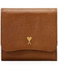Ami Paris - Cartera Compacta Paris Paris De Piel Con Estampado De Lagarto - Lyst