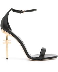 Elisabetta Franchi - 115mm Logo-heel Leather Sandals - Lyst