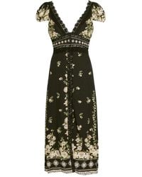 Alice + Olivia - Rose Floral-Print Crepe Midi Dress - Lyst