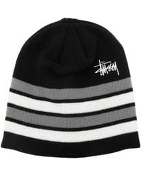 Stussy - Gestreifte Beanie Mit Logo - Lyst