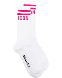 DSquared² - Intarsia-Knit Logo Ribbed Socks - Lyst