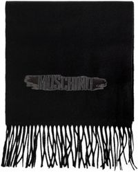 Moschino - Fringed Logo-Patch Scarf - Lyst