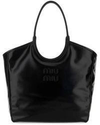 Miu Miu - Ivy Embossed-Logo Leather Tote Bag - Lyst