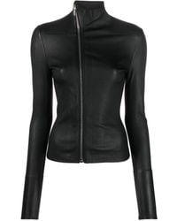 Rick Owens - Off-centre Zip-up Leather Jacket - Lyst