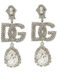 Dolce & Gabbana - Dg Logo Crystal-Embellished Earrings - Lyst