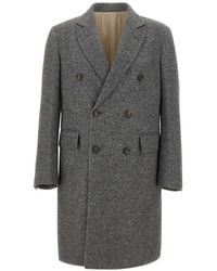 Eleventy - Herringbone Double-Breasted Coat - Lyst