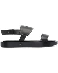 Max Mara - Debossed-Logo Leather Sandals - Lyst