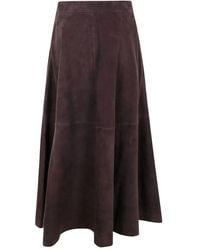 Rohe - A-Line Suede Midi Skirt - Lyst