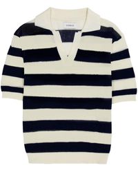 Laneus - Striped Knitted Polo Shirt - Lyst