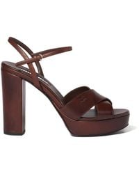Miu Miu - Leather Platform Sandals - Lyst