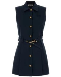 Miu Miu - Navy Blue Poplin Mini Dress - Lyst