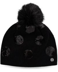Joseph Ribkoff - Sequin-Embellished Pom-Pom Beanie Hat - Lyst