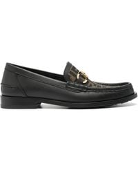 Fendi - Ff-Plaque Leather Loafers - Lyst