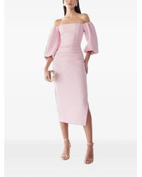 BWLDR - Off-The-Shoulder Puff-Sleeve Midi Dress - Lyst
