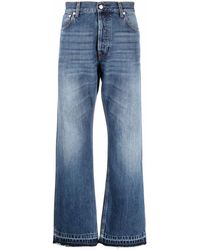 Alexander McQueen Denim Jeans Met Print in het Wit voor heren Heren Kleding voor voor Jeans voor Jeans met rechte pijp 