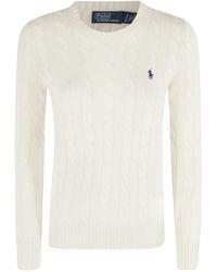 Polo Ralph Lauren - Embroidered-logo cable-knit sweater - Lyst