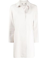 DESA NINETEENSEVENTYTWO Leather Straight Fit Coat - White