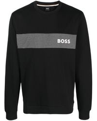 BOSS - Logo-print Crew-neck Sweatshirt - Lyst
