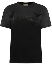 Blumarine - Rhinestone-Logo Butterfly-Appliqué T-Shirt - Lyst