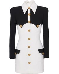 Balmain - Buttoned Crepe Minidress - Lyst