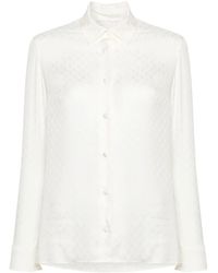 Palm Angels - Zijden Overhemd Met Monogram - Lyst