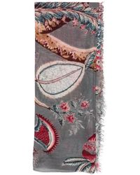Mouleta - Floral-Print Frayed Scarf - Lyst