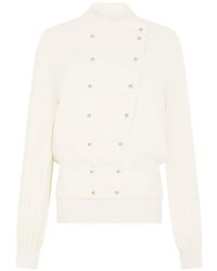 Rabanne - Crepe Blouse With Pearl Inspired Jewelery Buttons - Lyst