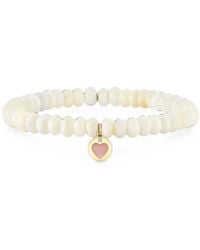 Sydney Evan - Mother-Of-Pearl And Diamond Heart Bracelet - Lyst