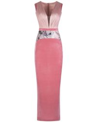 IMROSKA - Pandora Floral-Detail V-Neck Maxi Dress - Lyst