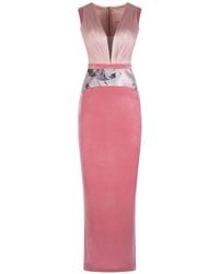 IMROSKA - Pandora Floral-Detail V-Neck Maxi Dress - Lyst