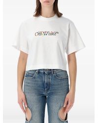 Off-White c/o Virgil Abloh - Floral-Print Crop T-Shirt - Lyst