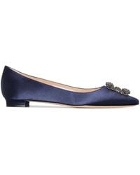 Manolo Blahnik - Hangisi Appliqué Flat Pumps - Lyst
